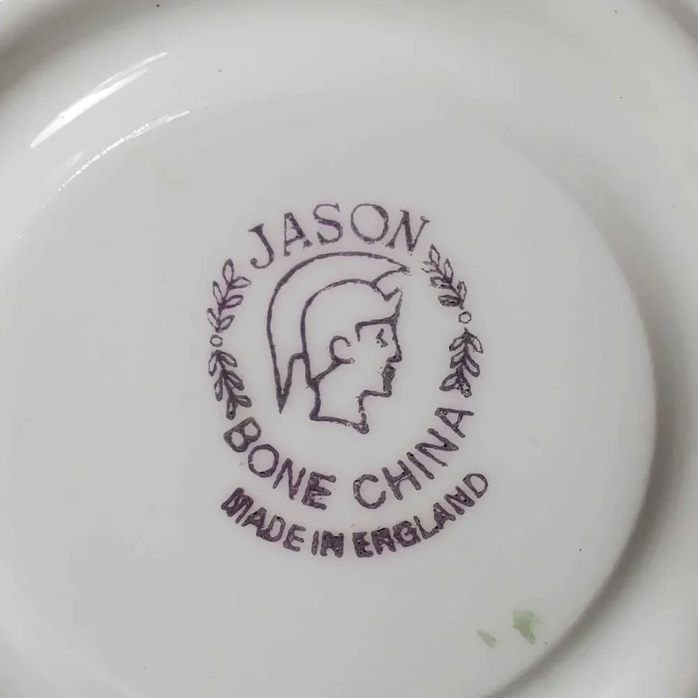 Jason Teacup and Saucer White Pink Flowers Vintage